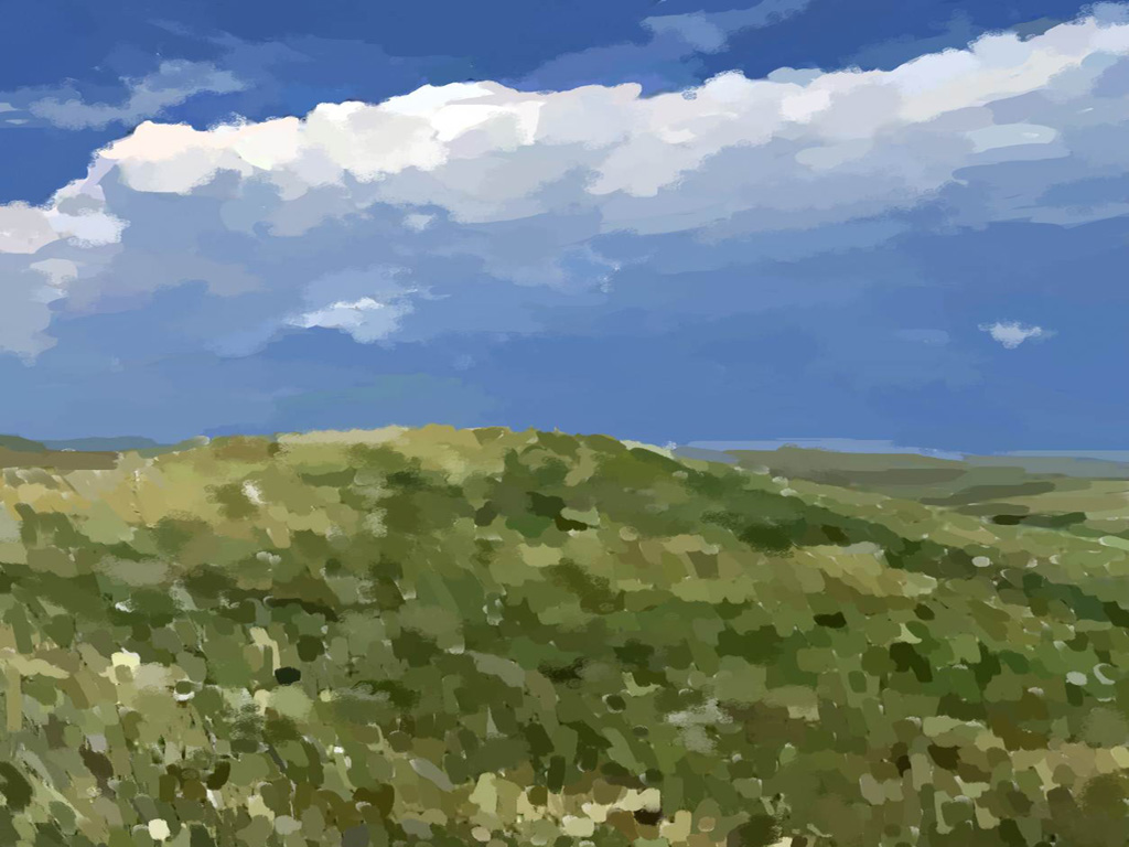 Pastel Hill and Clouds