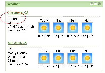Weather readout: 1000 degrees farenheit