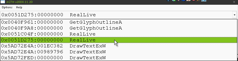 screenshot showing AGTH thread selection dropdown